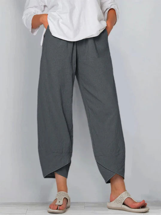 Women Trousers | Slightly Cropped Leg Relaxed Fit Silhouette Design