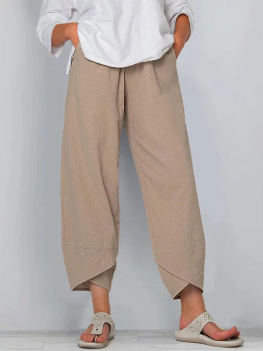 Women Trousers | Slightly Cropped Leg Relaxed Fit Silhouette Design