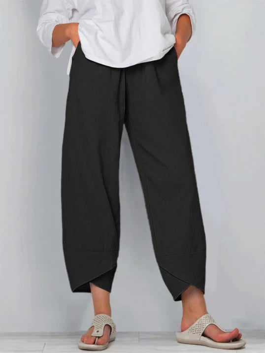 Women Trousers | Slightly Cropped Leg Relaxed Fit Silhouette Design