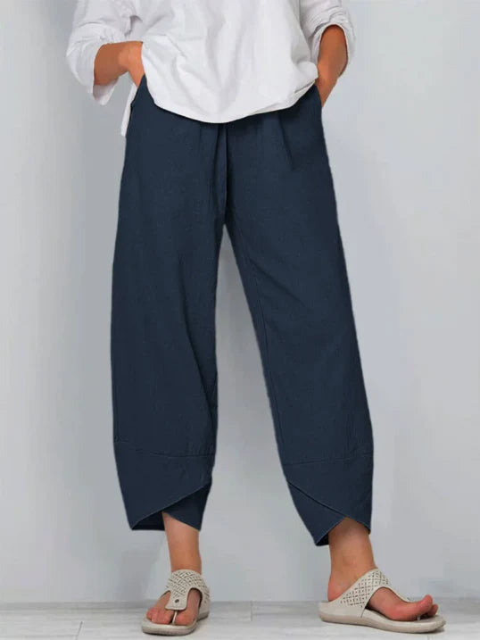 Women Trousers | Slightly Cropped Leg Relaxed Fit Silhouette Design