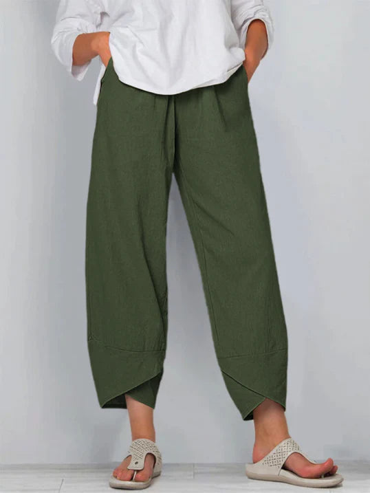 Women Trousers | Slightly Cropped Leg Relaxed Fit Silhouette Design