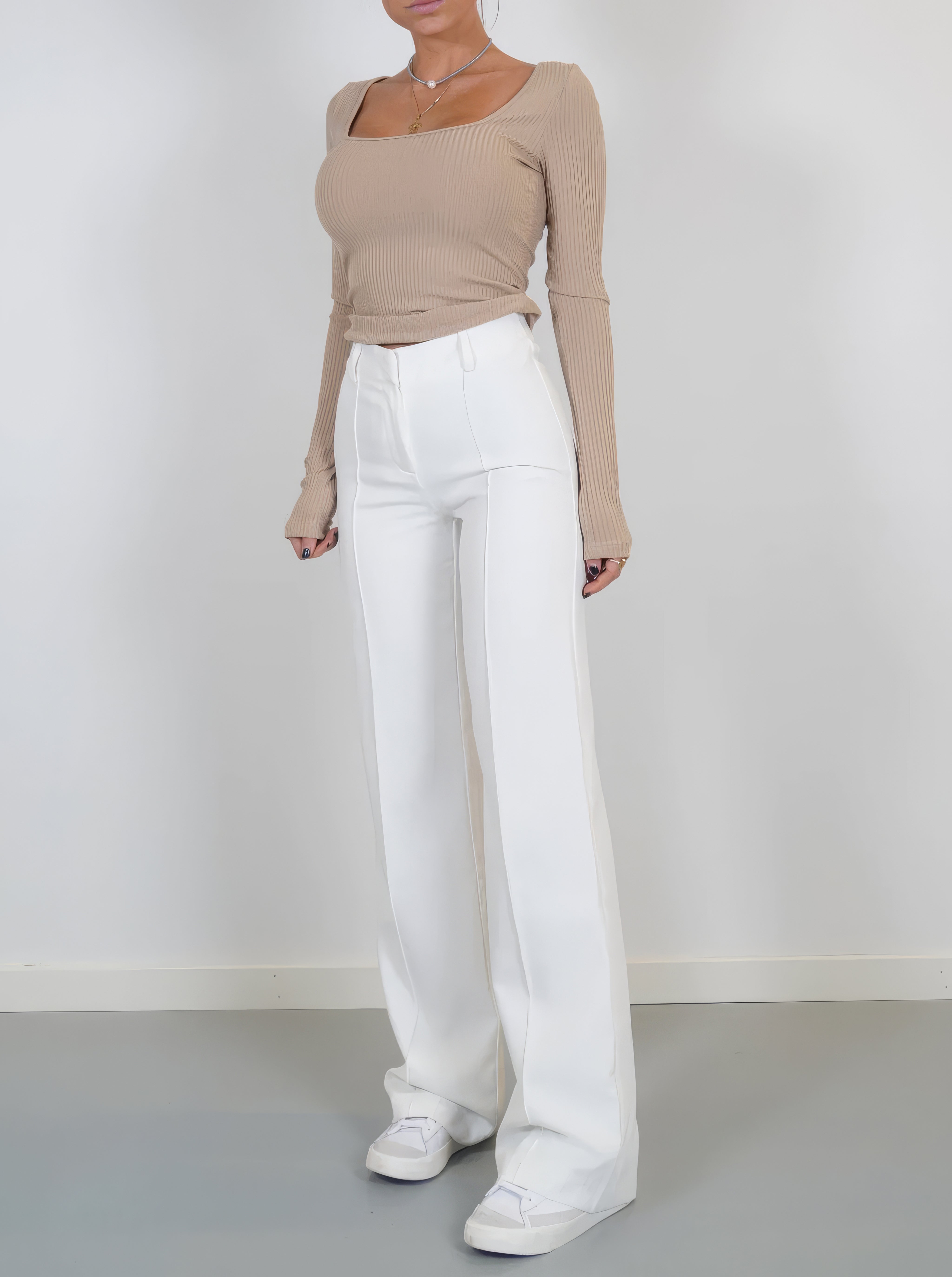 Women Trousers | High waist straight wide leg fit design trousers