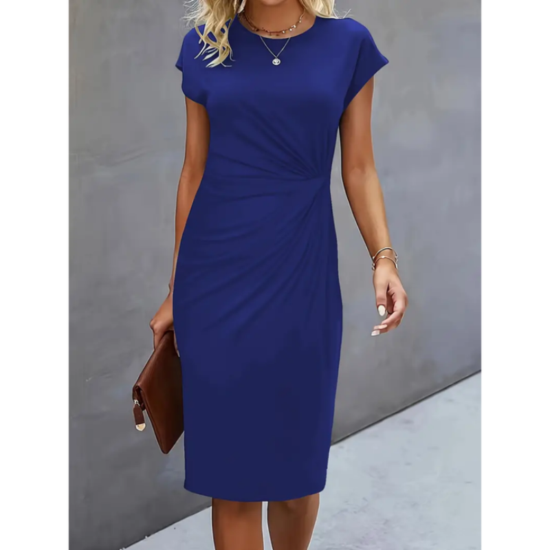 Women Formal Dress | Short Sleeve Midi Length Cut Design