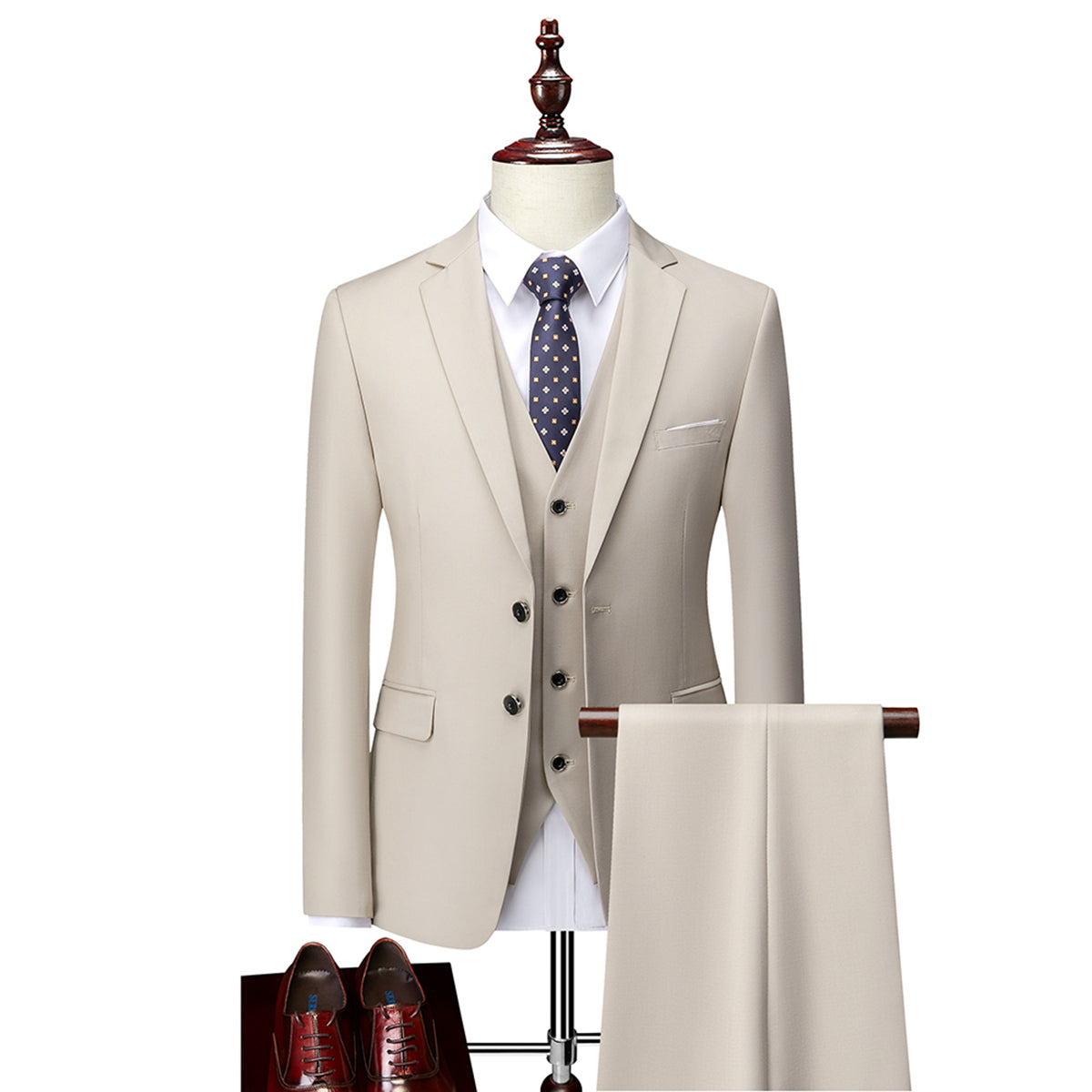 Men's Three Piece Wedding Suit Set | Tailored Close Body Hugging Fit