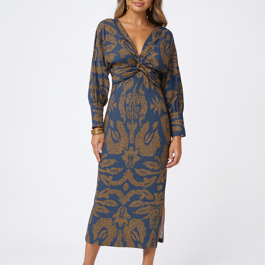 Twist Front Midi Dress for Women – Sustainable Elegant Style