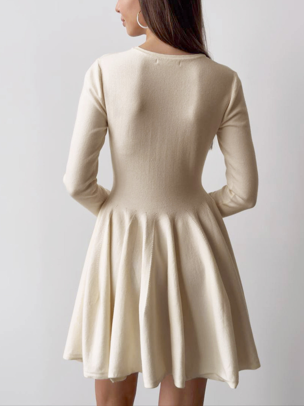 Women A-line Long Sleeve Dress | Round Neckline Structure Design
