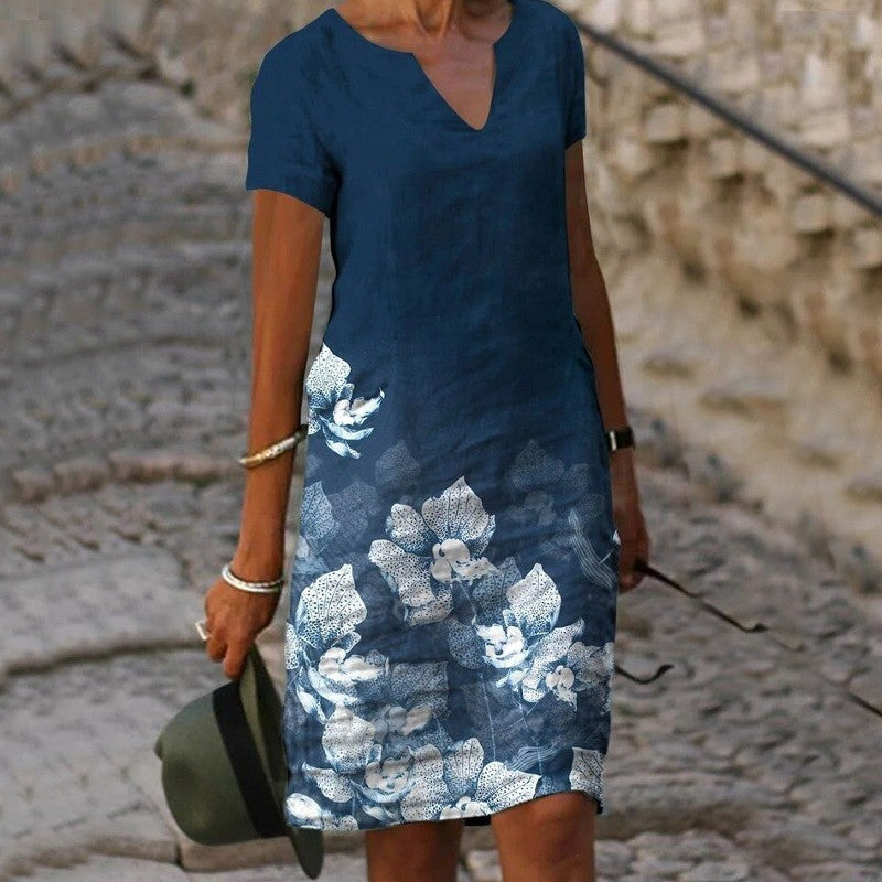 Women Mini Dress | Short Sleeve Relaxed Fit Construction Detail