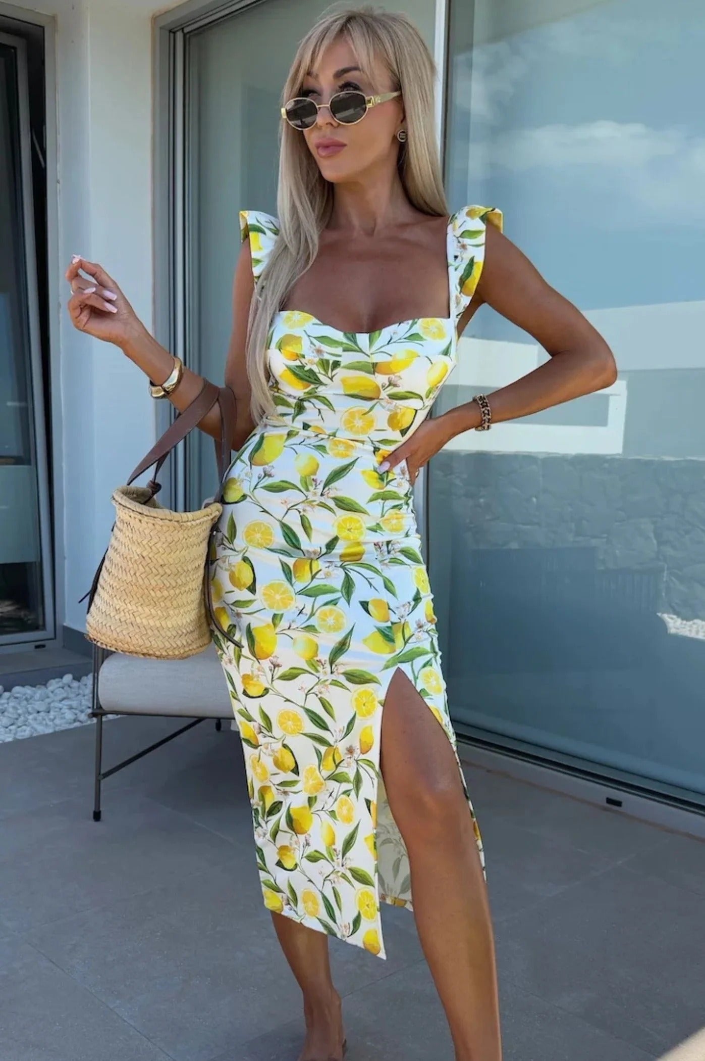 Sweetheart Slit Midi Dress for Women – Casual Summer Outfit