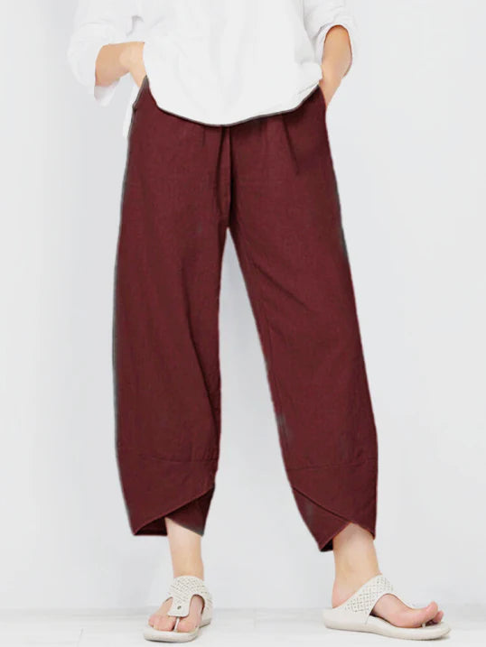 Women Trousers | Slightly Cropped Leg Relaxed Fit Silhouette Design