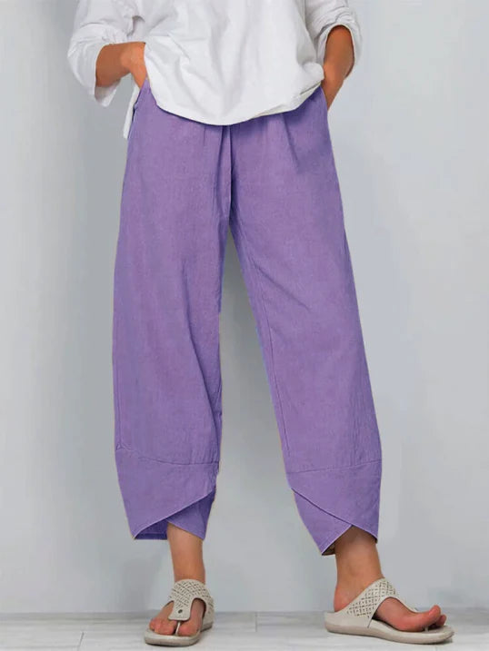 Women Trousers | Slightly Cropped Leg Relaxed Fit Silhouette Design