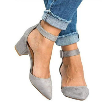 Women Sandals | Block Heel with Pointed Toe and Ankle Strap