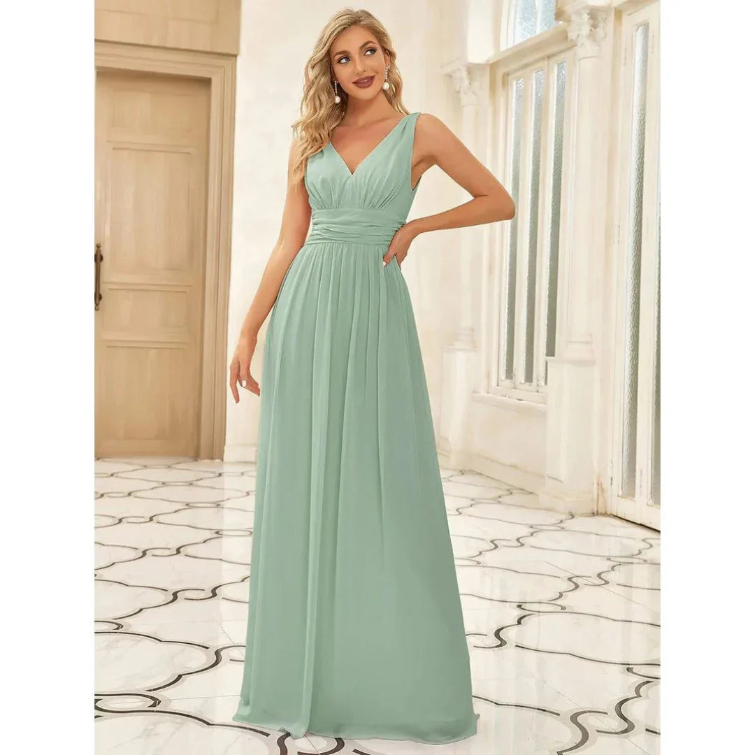 Women V-neck Dress | Sleeveless Maxi Length Silhouette Design