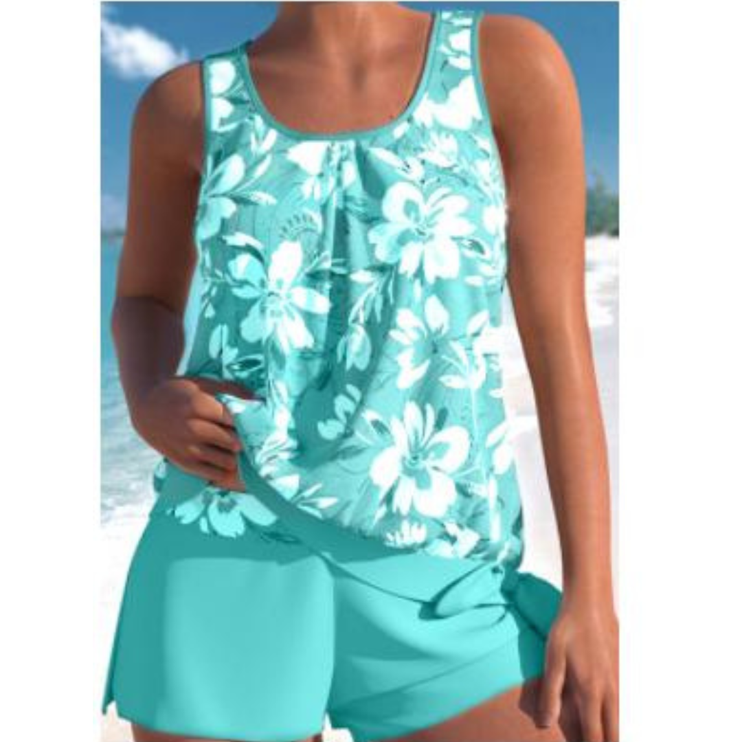 Two-Tone Floral Tankini Set | Women’s Swimwear