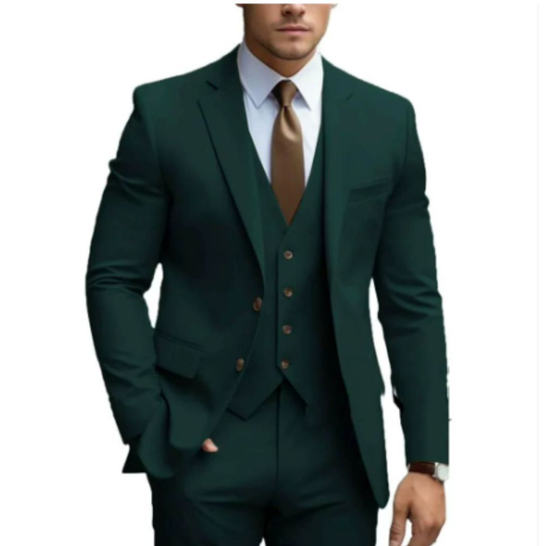 Men Suit | Three Piece Set with Two Button Jacket Closure