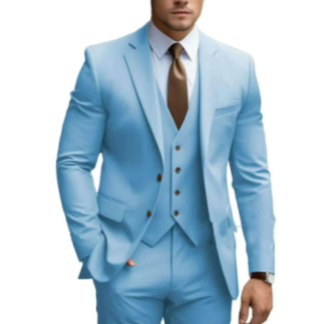 Men Suit | Three Piece Set with Two Button Jacket Closure