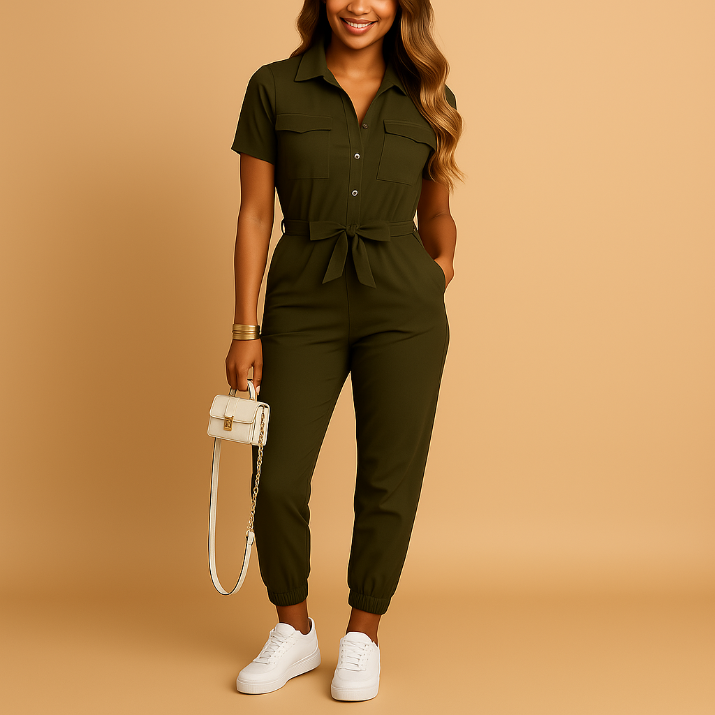 Women Jumpsuit | Fitted One-piece Design with Front Button Closure