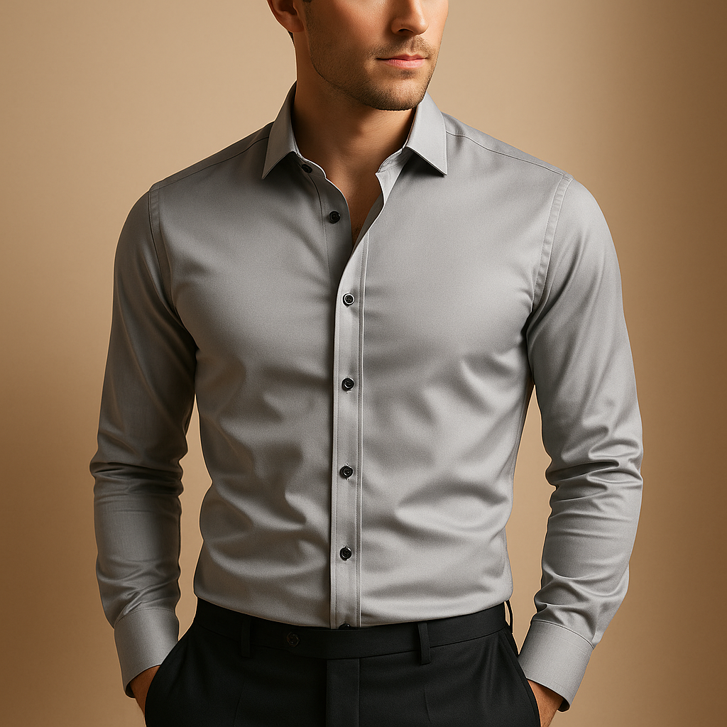 Men Shirt | Slim Fit Button Closure With Stretch Collar Feature Design