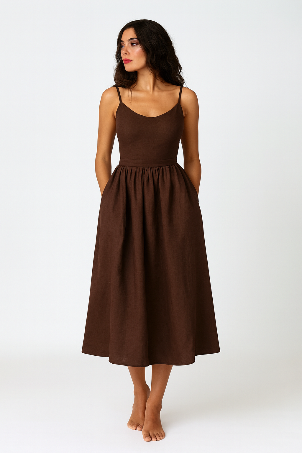 Bow-Tie Midi Dress for Women – Elegant Timeless Look