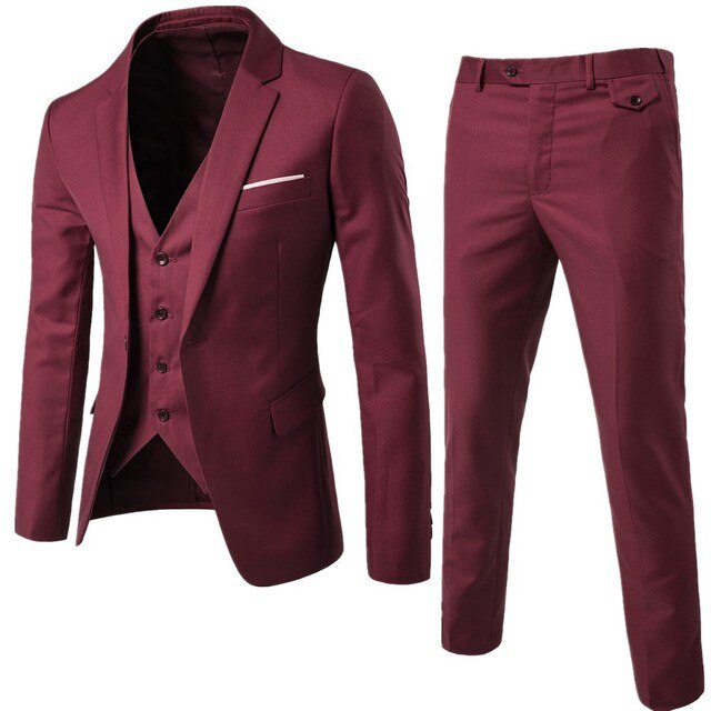 Mens Formal Suit Set with Jacket Waistcoat Trousers | Slim Fit Cut