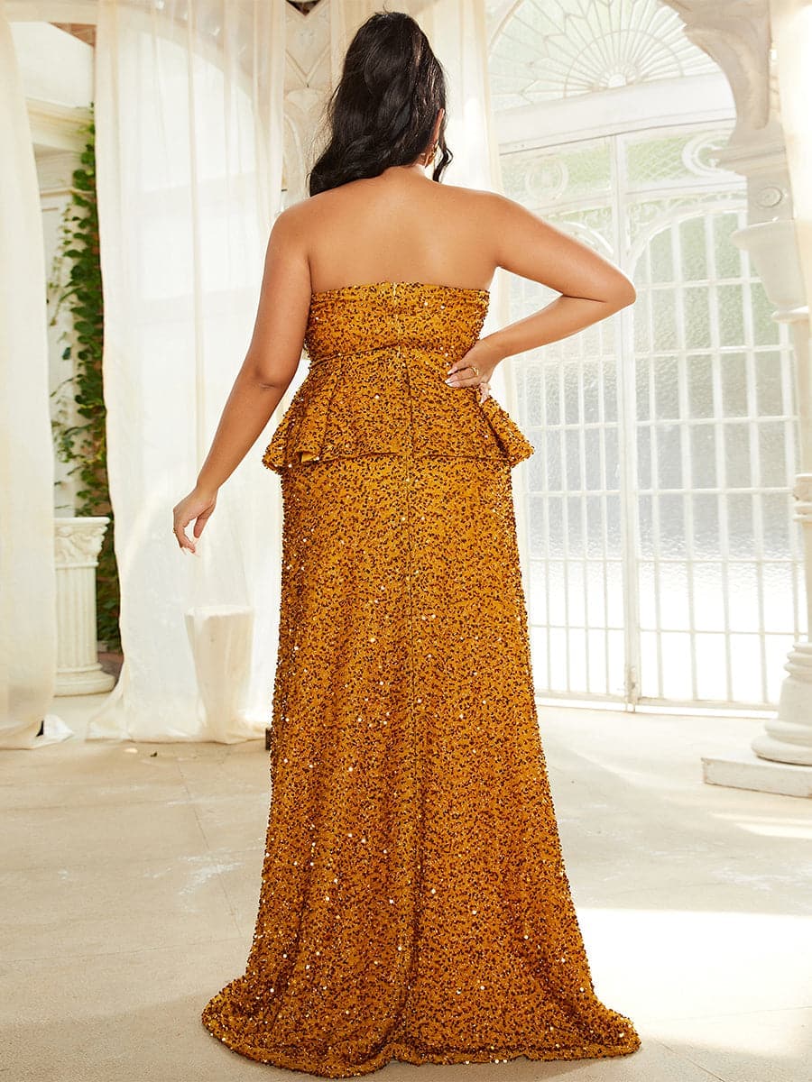 Women Evening Dress | Plus Size Strapless Mermaid Design Regular Fit