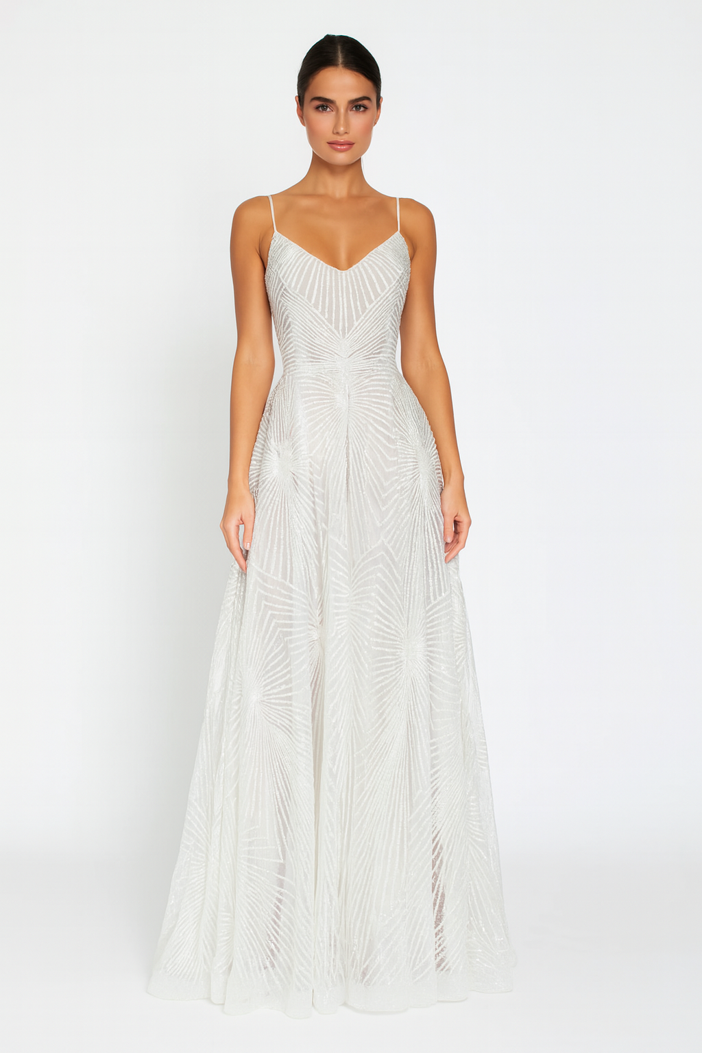 Sequin Pleated Maxi Dress for Women – Elegant Formal Evening Gown