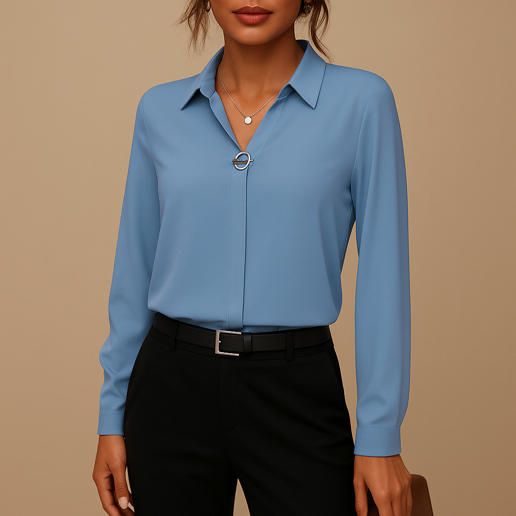 Women Blouse | Fitted Design with Classic Collar and Button Closure