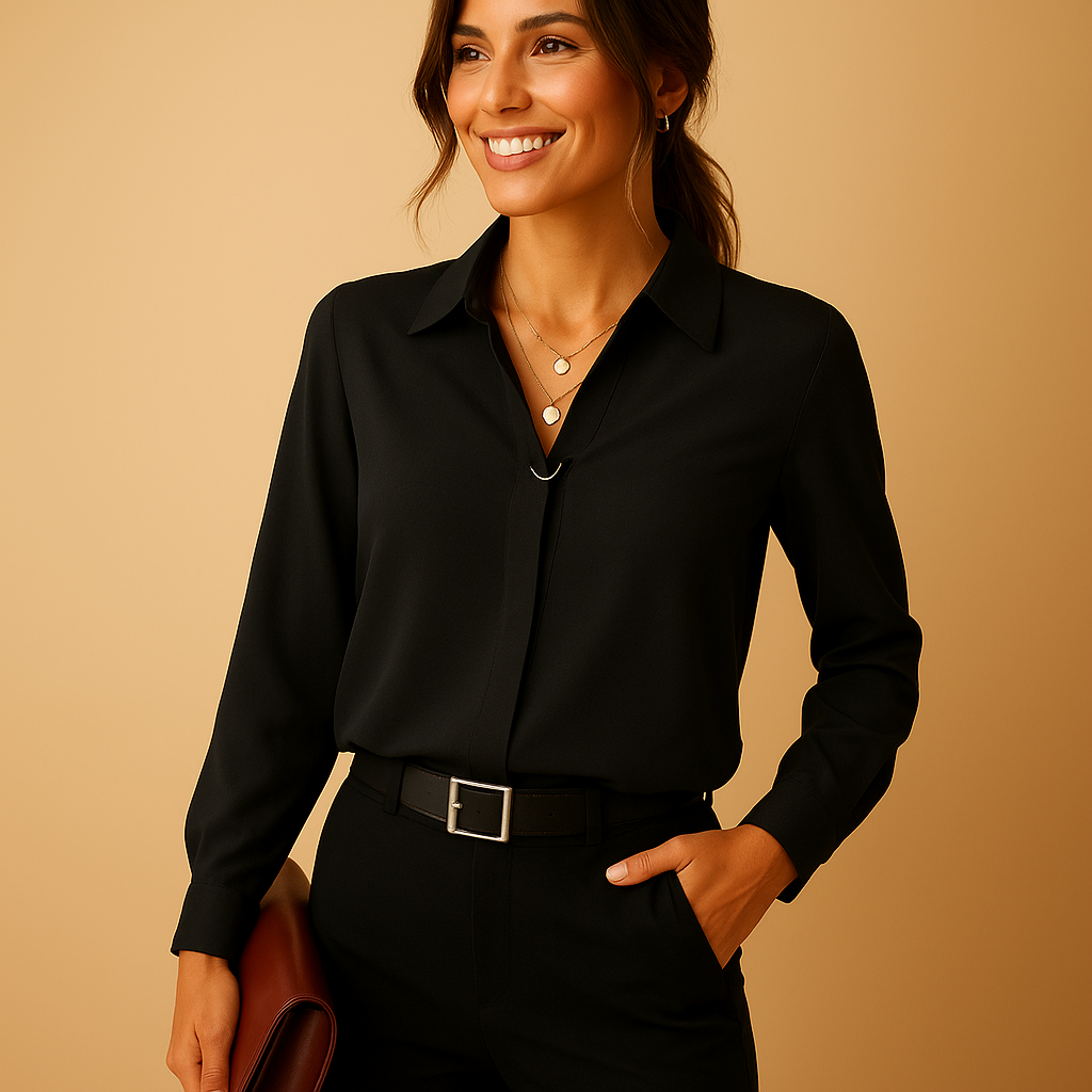 Women Blouse | Fitted Design with Classic Collar and Button Closure