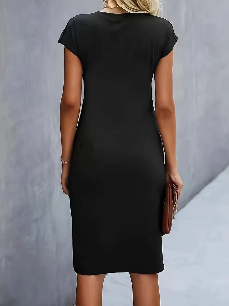 Women Midi Dress | Tailored Fit with Round Neckline Silhouette Design