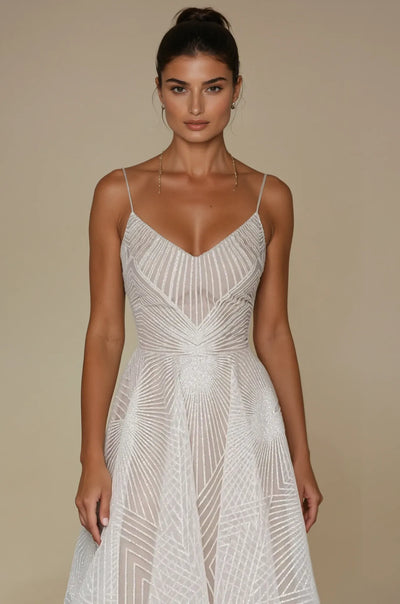 Sequin Pleated Maxi Dress for Women – Elegant Formal Evening Gown