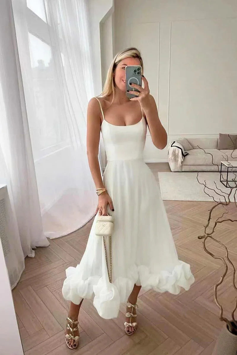 Petal Twist Midi Dress for Women – Flowy Everyday Elegance