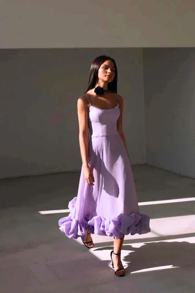 Petal Twist Midi Dress for Women – Flowy Everyday Elegance
