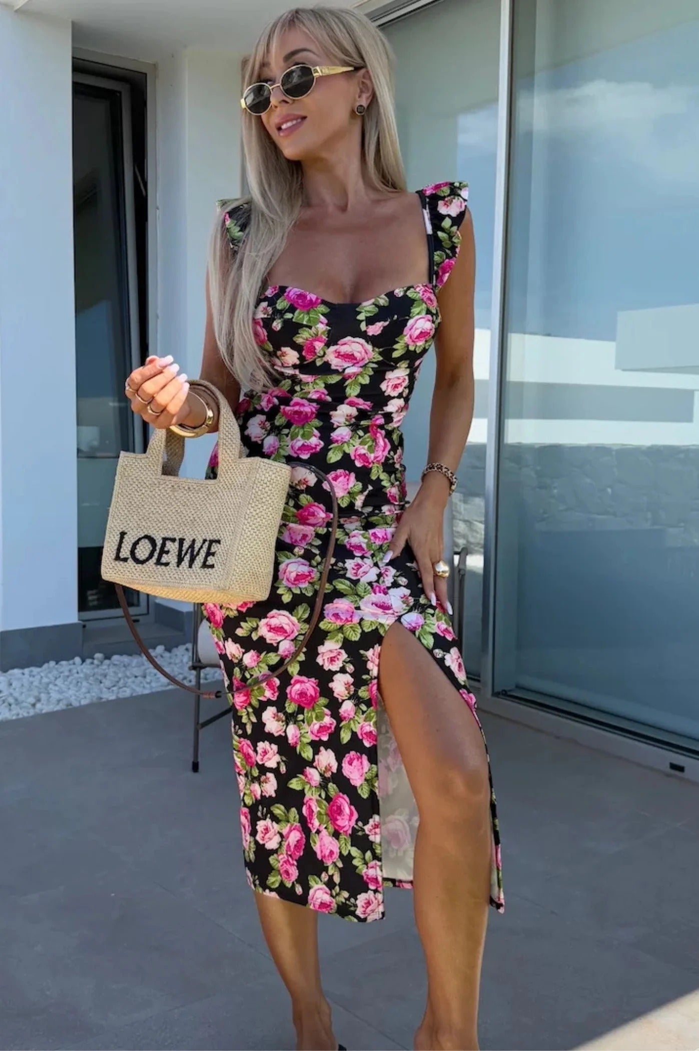 Sweetheart Slit Midi Dress for Women – Casual Summer Outfit