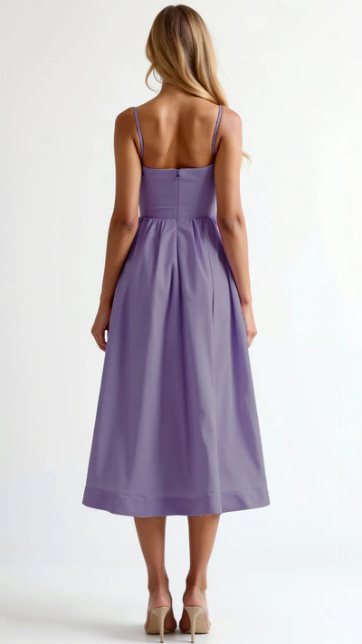 Pleated Midi Dress for Women – Flowing Elegant Formal Style