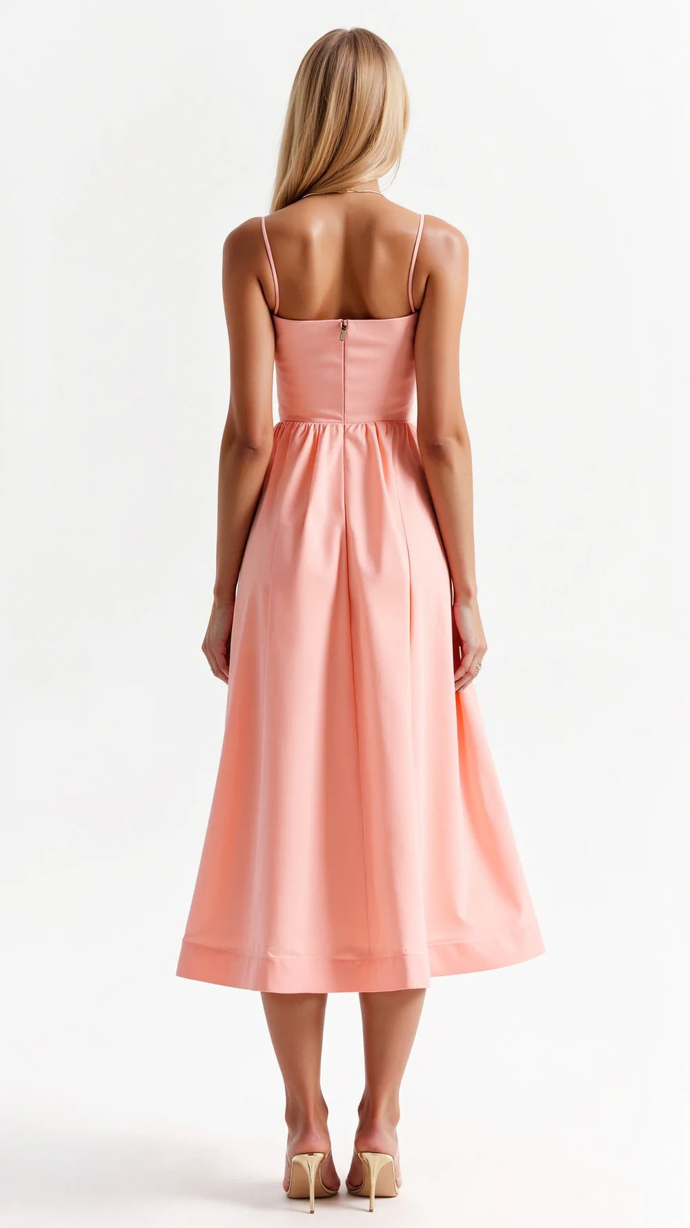 Pleated Midi Dress for Women – Flowing Elegant Formal Style
