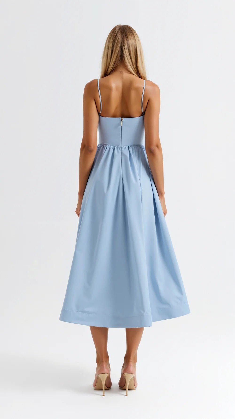 Pleated Midi Dress for Women – Flowing Elegant Formal Style