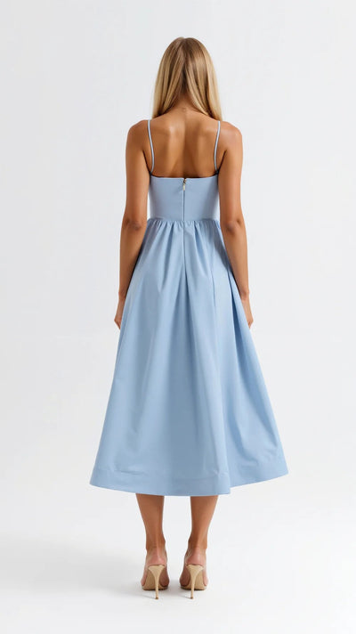 Pleated Midi Dress for Women – Flowing Elegant Formal Style
