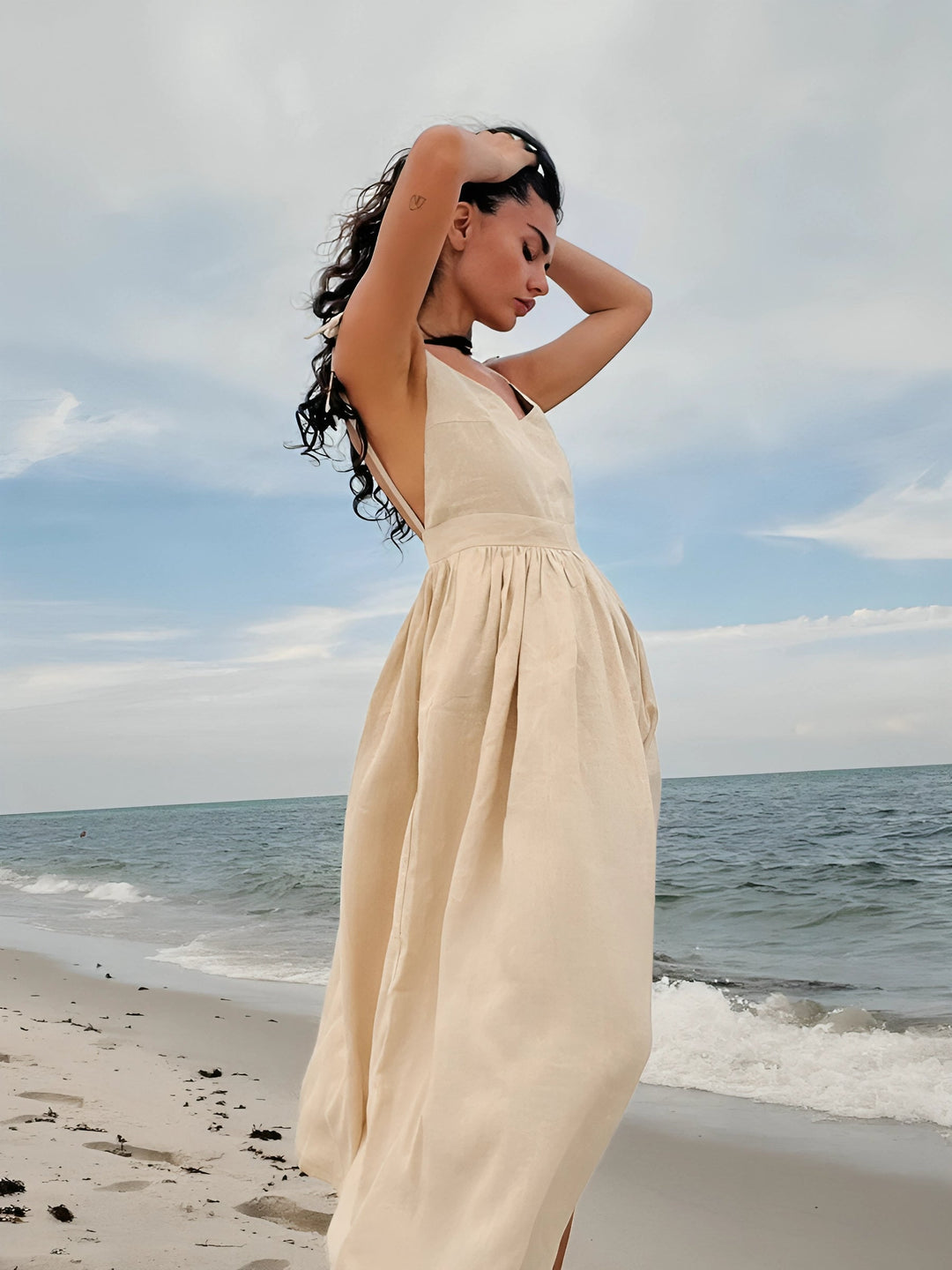 Bow-Tie Midi Dress for Women – Elegant Timeless Look