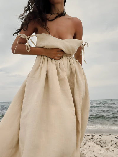 Bow-Tie Midi Dress for Women – Elegant Timeless Look