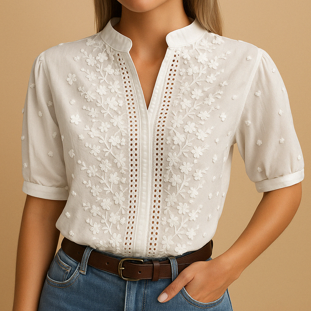Women Blouse | Slightly Fitted Button Closure Classic Collar Design