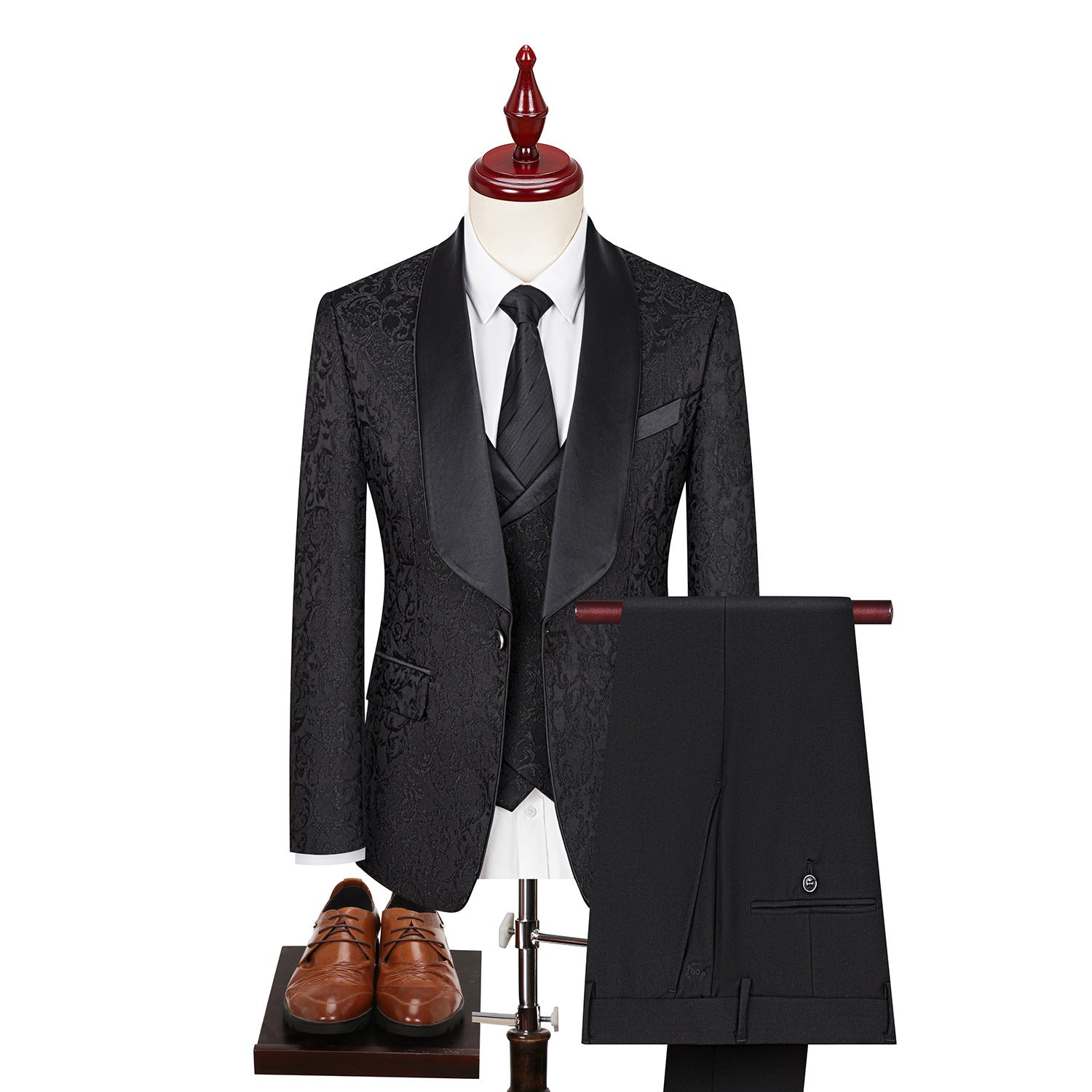 Men Suit Set | Three-Piece Jacket Waistcoat Trousers Formal Fit Design
