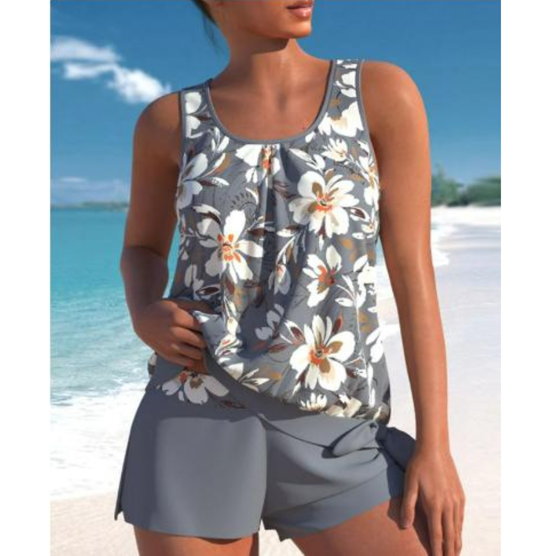 Two-Tone Floral Tankini Set | Women’s Swimwear