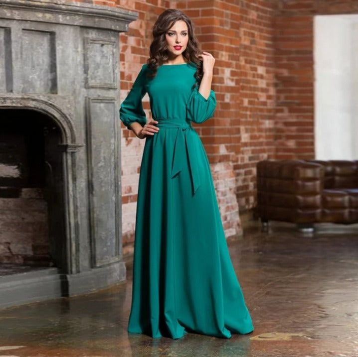 Women Dress | Long Sleeve Maxi Length with A-line Silhouette Shape