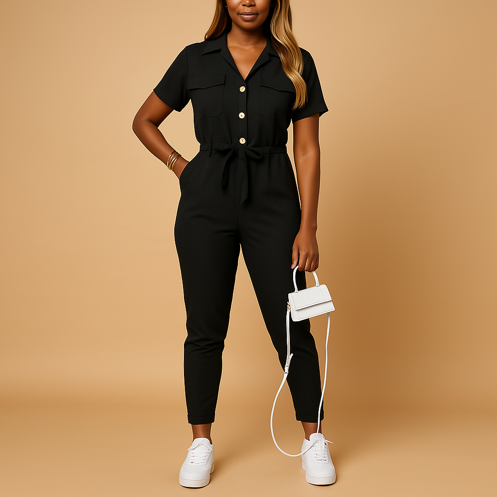 Women Jumpsuit | Fitted One-piece Design with Front Button Closure