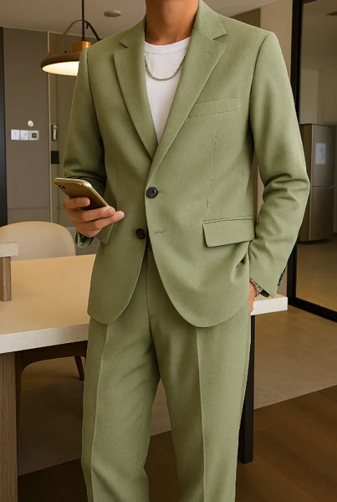 Men Formal Two Piece Suit | Single Button Jacket Tailored Trousers