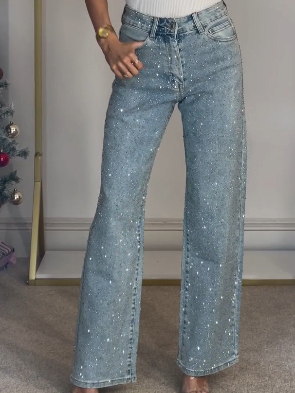 Women Jeans | High Waist Fit with Shimmering Detail