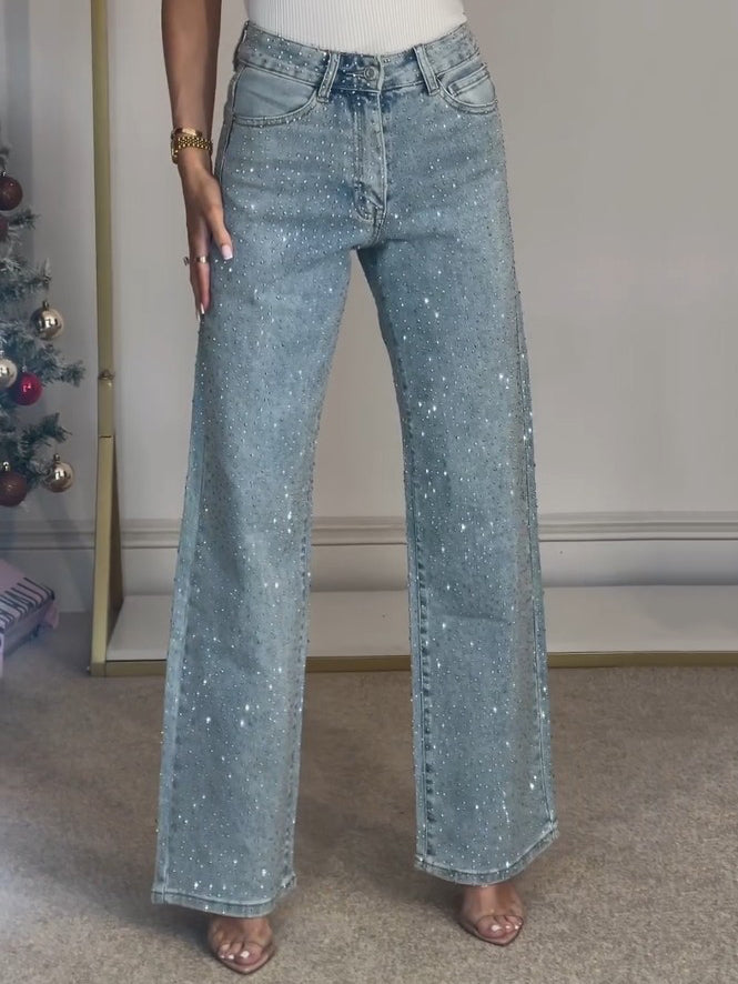 Women Jeans | High Waist Fit with Shimmering Detail