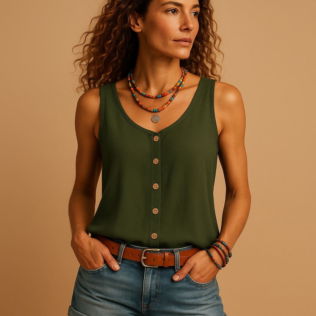 Women Top | Casual Sleeveless V-neck Loose Fit