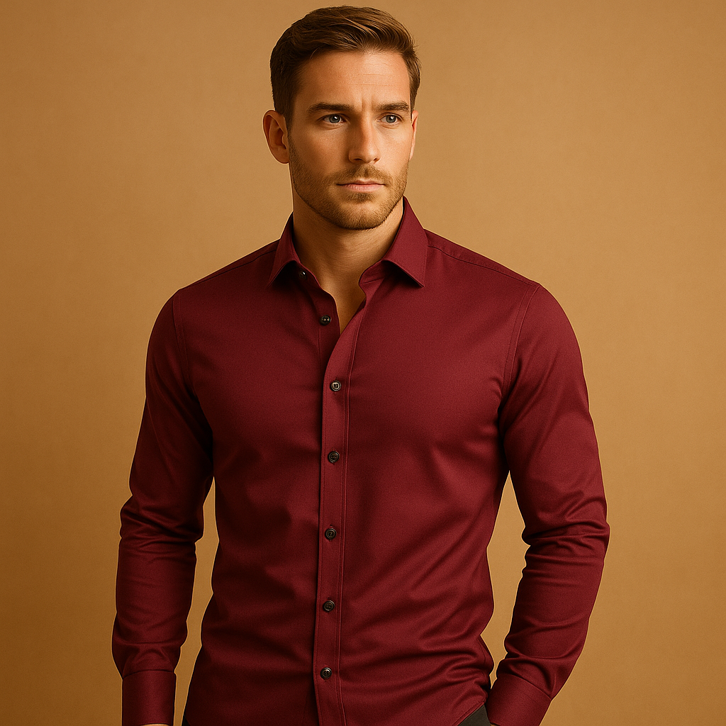 Men Shirt | Slim Fit Button Closure With Stretch Collar Feature Design