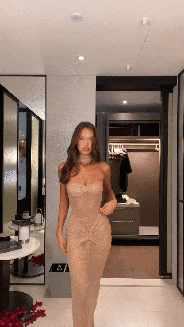 Women Evening Dress | Maxi Length with Corsage Top and Sheer Design